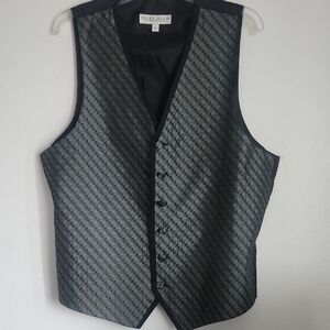 Perry Ellis Evening Wear Men's Vest Gray & Black    6 Button Close Sz L (42-44)